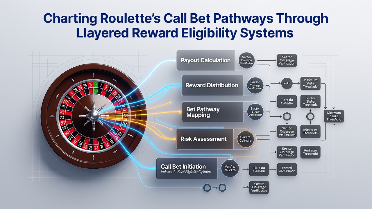 Diagram illustrating layered reward tiers connected by call bet pathways on a roulette table