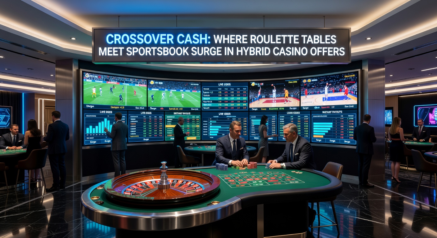 Vibrant hybrid casino interface showing roulette wheel alongside live sports betting odds on a single platform
