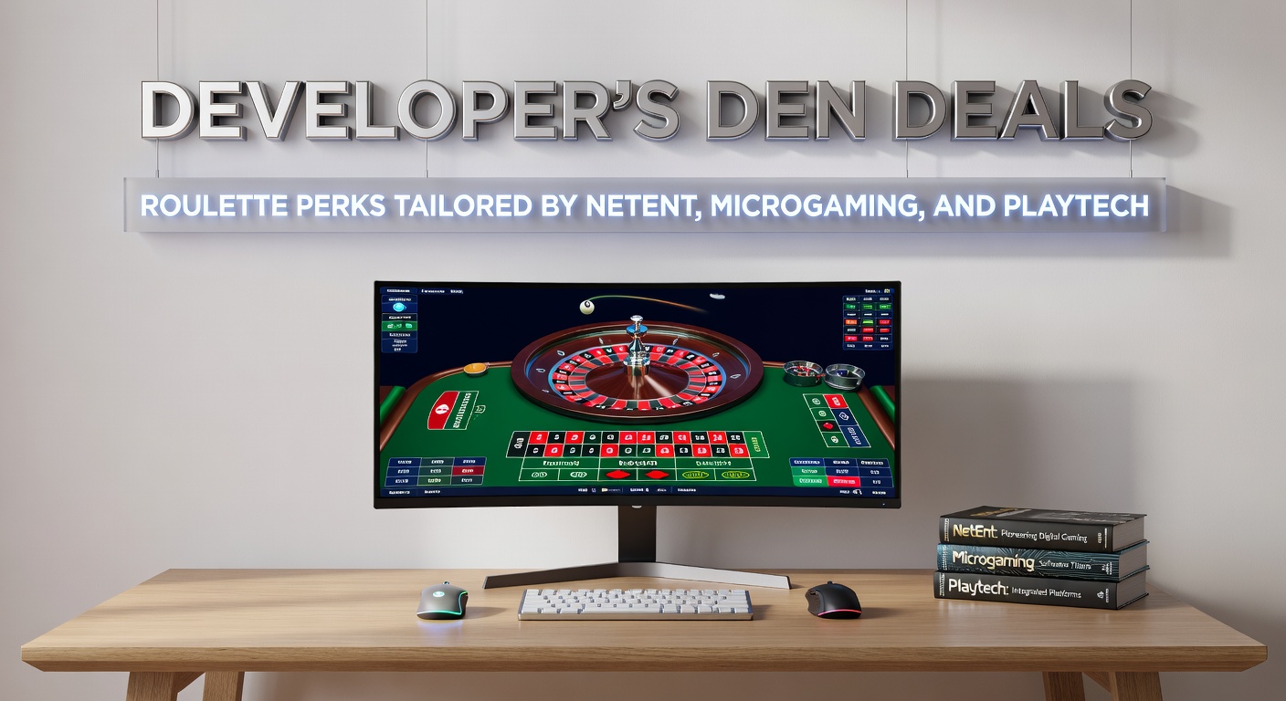 Vibrant roulette wheel from NetEnt showcasing glowing perk icons amid a casino developer's den backdrop