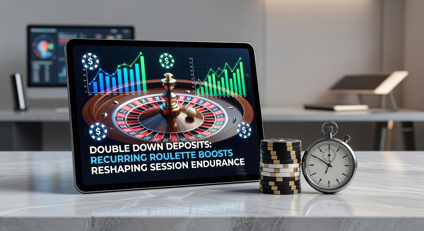 Illustration of a roulette wheel with stacking deposit chips symbolizing recurring boosts extending play sessions