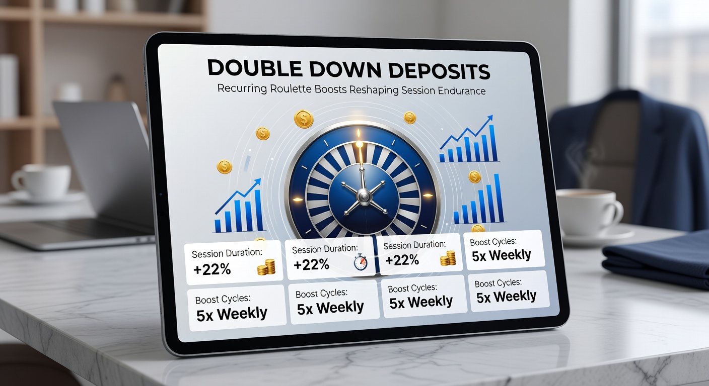 Graph depicting session length growth with recurring double down deposits on roulette tables