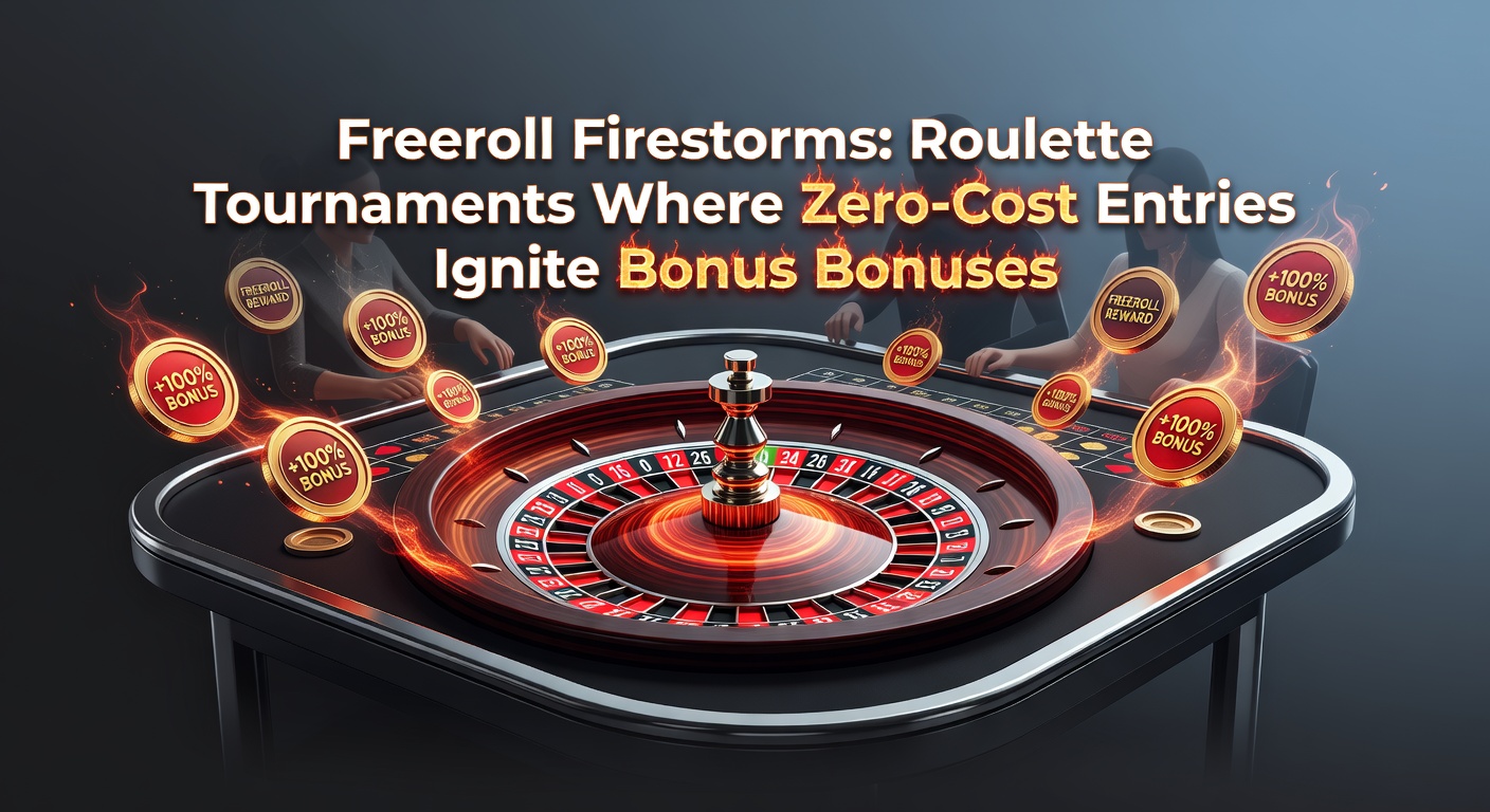 Dynamic roulette wheel in a fiery tournament setting, highlighting free entry badges and stacking bonus chips
