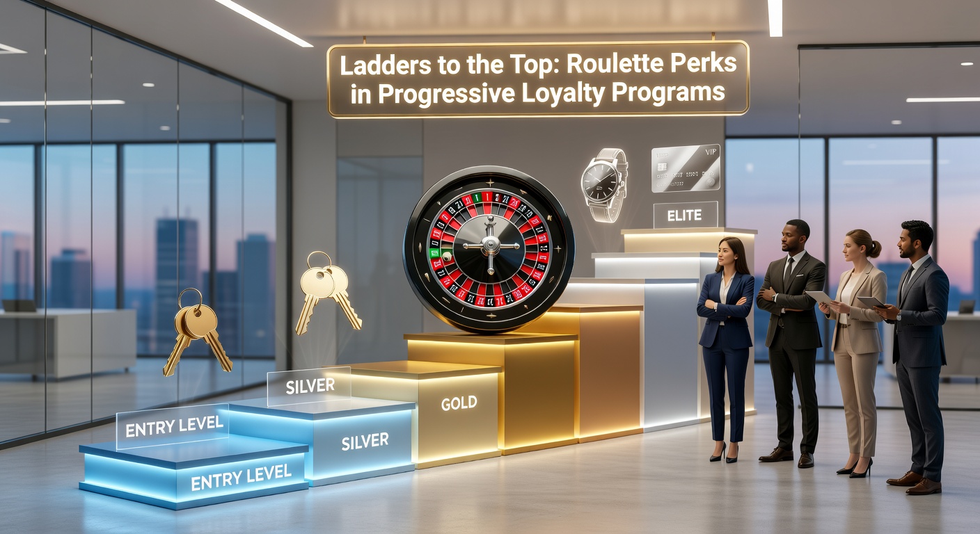 Screenshot of a casino app displaying progressive loyalty tiers with roulette bonus icons, showing point balances and perk previews at diamond level