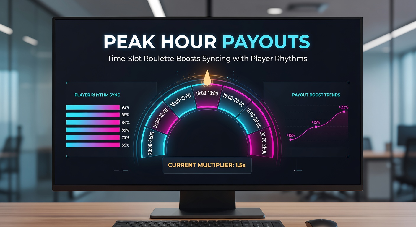Vibrant roulette table during peak evening hours, with players crowding around and digital displays showing boosted payout multipliers