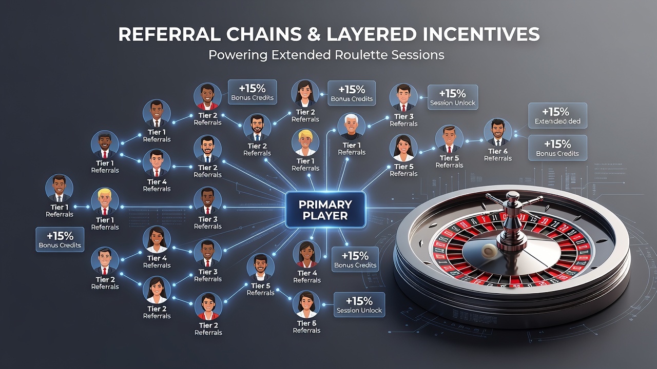 Illustration of extended roulette gameplay sessions supported by cumulative referral rewards and bonus layers
