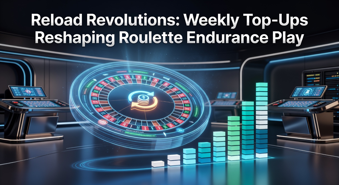 Vibrant roulette wheel spinning with overlaid graphics of weekly reload bonus notifications boosting player stacks during extended sessions