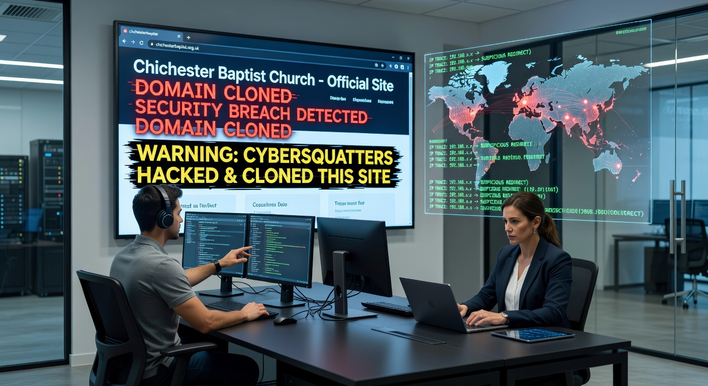 Altered images posted by hackers showing church pastors in underwear, part of the retaliation against domain recovery efforts