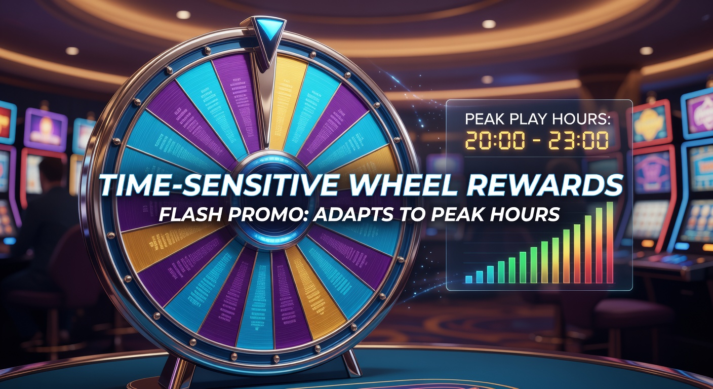 Virtual casino interface showing time-sensitive wheel rewards during peak evening hours with animated flash promotions