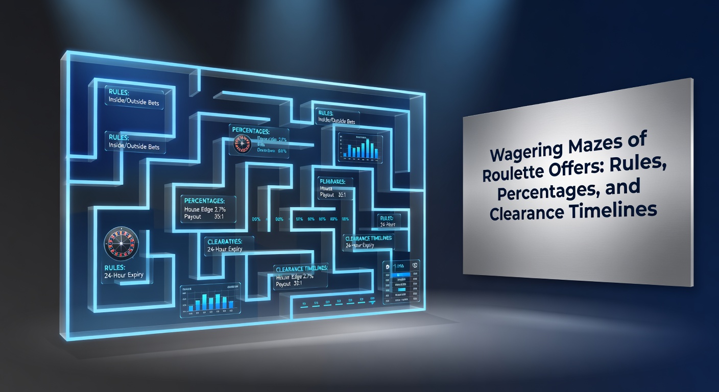 Close-up of a roulette table with overlaid graphics showing wagering progress bars and percentage contributions during bonus clearance