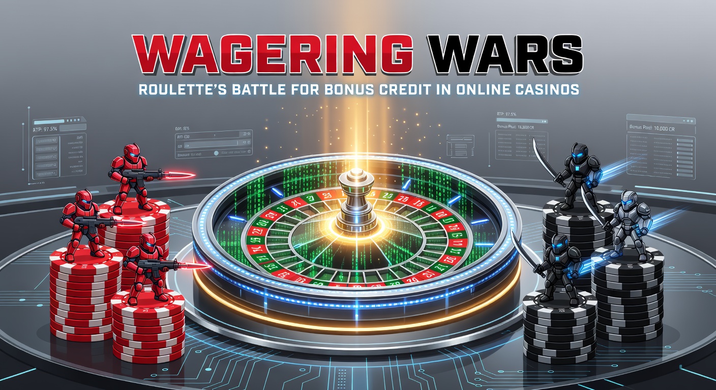 Dynamic roulette wheel spinning amidst glowing bonus credit icons, symbolizing the high-stakes battle against wagering requirements