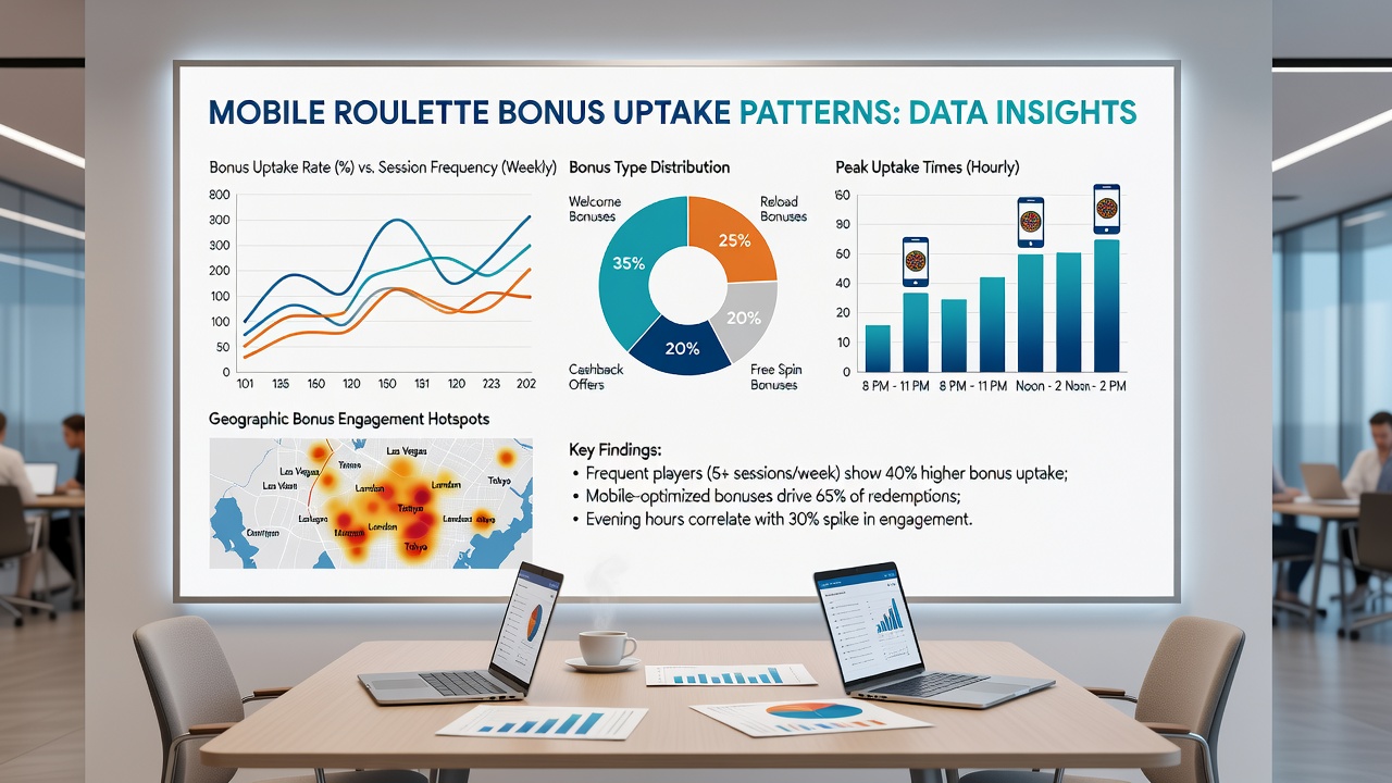 Heatmap of bonus redemption times on mobile roulette platforms